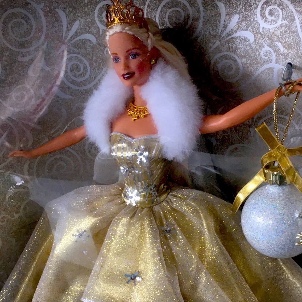 Gold Holiday Ball Gown Doll with White Fur Trim